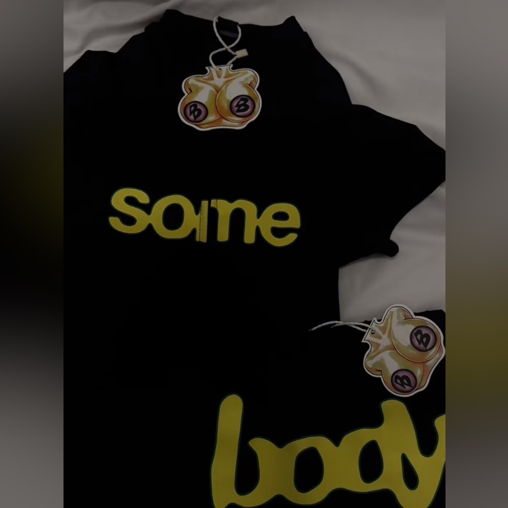 Black Graphic T-Shirt with Yellow Print